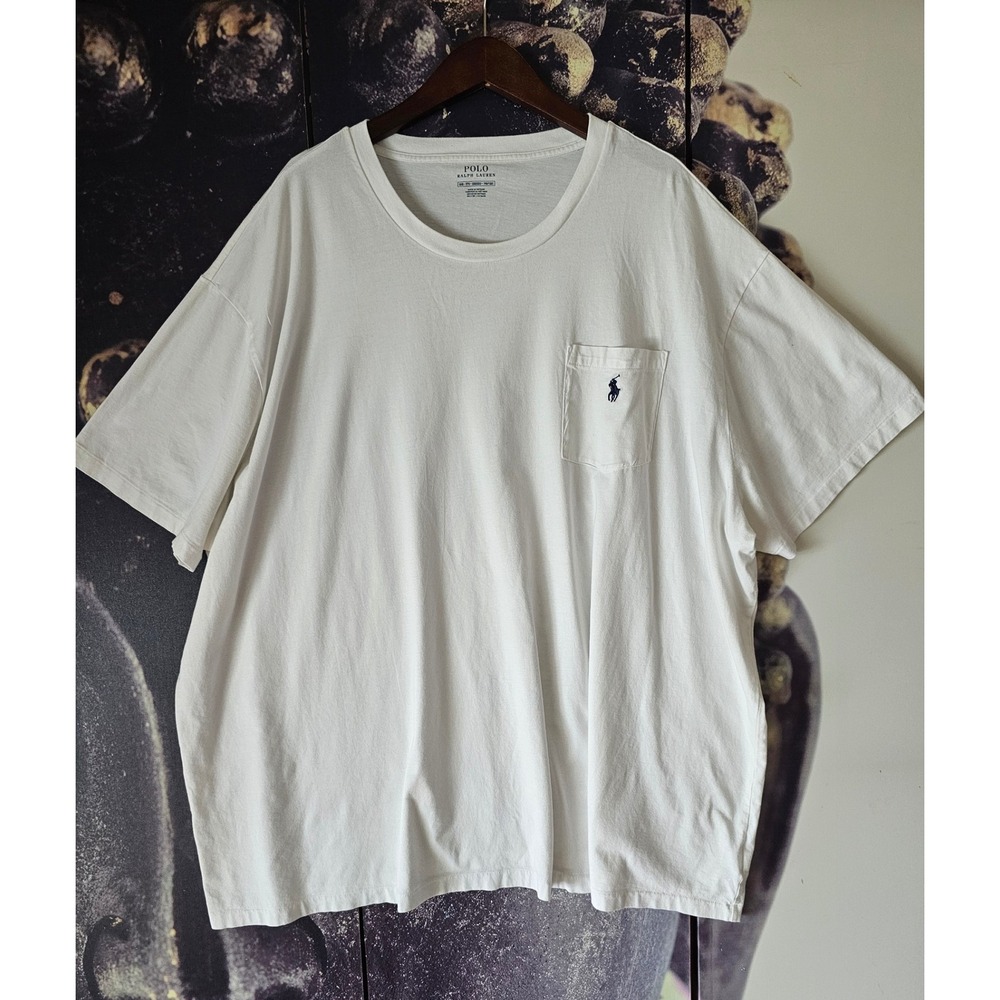 Polo Ralph Lauren Mens White Pocket T-Shirt Short Sleeve Embroidered Pony 5XB